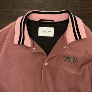 Ovadia & Sons New York Pink Corduroy Varsity Leopard Jacket